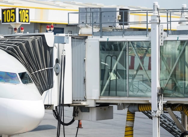 A modern, fuel-efficient aircraft (e.g., Airbus A320neo or Boeing 787) parked at an airport gate, showcasing its advanced engine design and aerodynamic features. The focus is on the technological improvements that contribute to fuel efficiency.