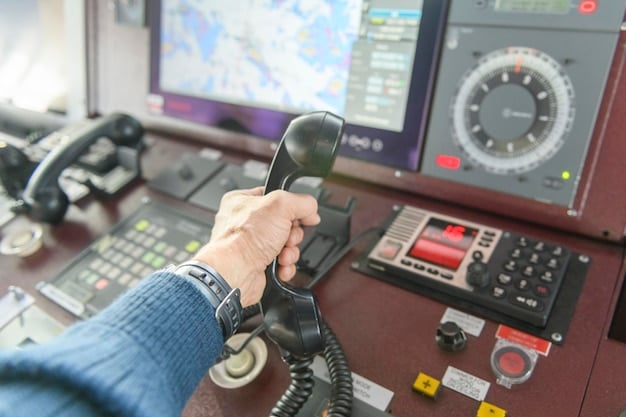 An air traffic controller in a control tower, communicating with a pilot over the radio.