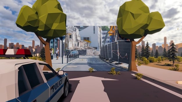 A split-screen comparison showing the same street scene as perceived by LiDAR (high-resolution 3D point cloud) on one side and radar (less detailed, more abstract representation) on the other. Include visual indicators of rain or fog to demonstrate radar's superior performance in adverse weather.