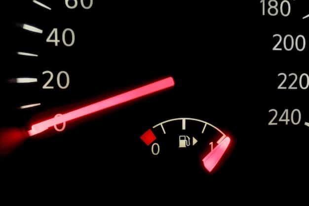A dashboard display showing a warning message about low brake pad life, highlighted by an AI diagnostic system. The car is modern and parked in a well-lit environment, emphasizing technological integration.
