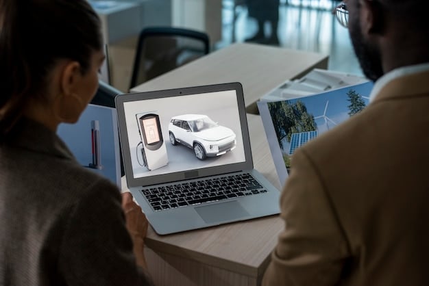 A computer screen showing a 3D model of a car being designed by an AI, with various design parameters and analytics displayed around the model. The image should emphasize the AI's role in optimizing the design.