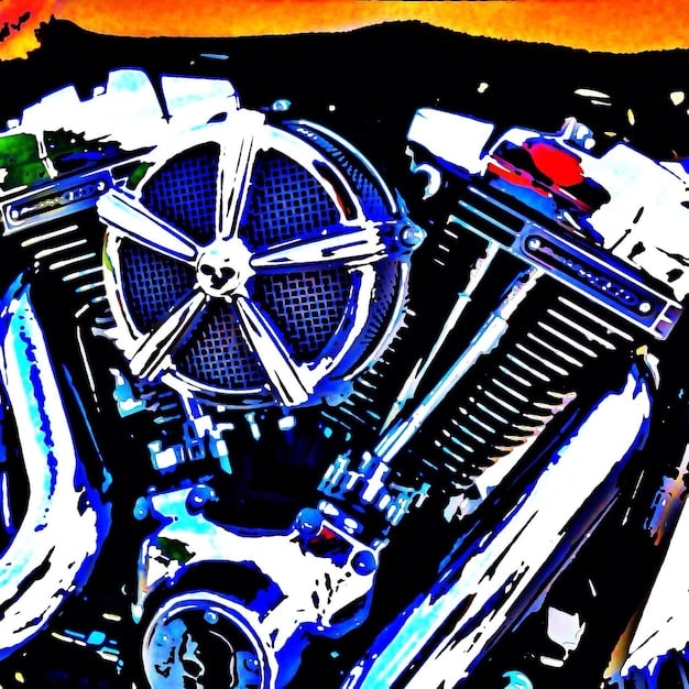 A close-up of a motorcycle gas tank showcasing intricate pinstriping with a combination of scrolls, flames, and geometric patterns, highlighting the artist's skill and creativity.