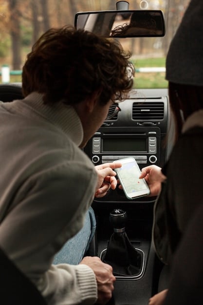 A close-up shot of a young automotive influencer reviewing a car's dashboard features, highlighting various buttons and interfaces, with a modern smartphone mounted to capture the review process.
