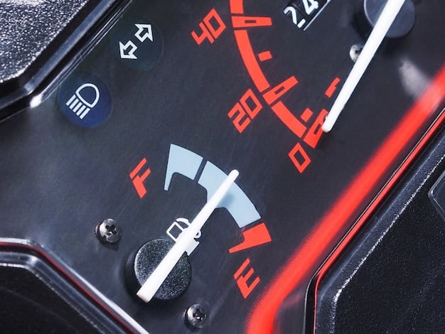 A close-up shot of the 2024 Honda Grom's instrument panel, showcasing the odometer reading over 5,000 miles. The image highlights the clarity of the display, the information provided (speed, fuel level, gear position), and the overall condition of the controls after extended use. The background is intentionally blurred to keep the focus on the instrument panel.