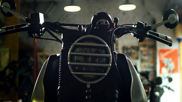 A photo showcasing a heavily modified 2024 Honda Grom, highlighting aftermarket components such as an upgraded exhaust system, custom wheels, aftermarket suspension, and colorful graphics. The image emphasizes the vast potential for customization and personalization of the Grom. The setting is a custom motorcycle shop, providing context for the modifications.