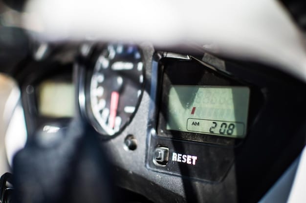 Close-up shot of the Kawasaki Versys-X 300's instrument panel, displaying key information such as speed, RPM, fuel level, and gear position. Shows clearly the layout and readability of the display in daylight.