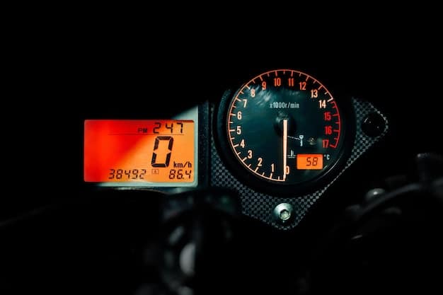 A detailed image of the 2024 Yamaha MT-07's digital instrument panel, showing its clear display and the information it provides to the rider, such as speed, fuel level, and gear position.